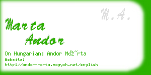 marta andor business card